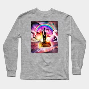 White Owl Riding Llama on top of Pancakes Long Sleeve T-Shirt